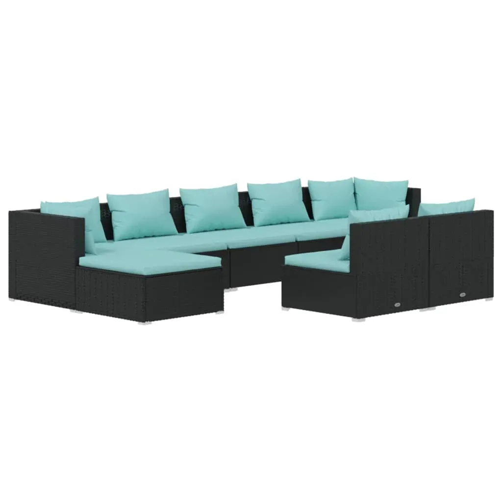Garden Lounge Set with Cushions Black Poly Rattan Price