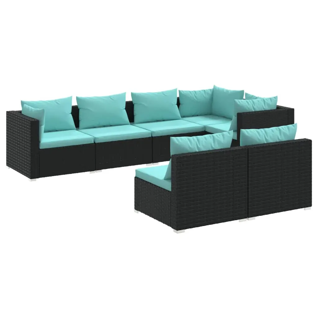 Garden Lounge Set with Cushions Black Poly Rattan Price