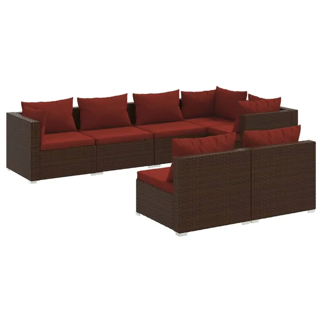 Garden Lounge Set with Cushions Brown Poly Rattan Price