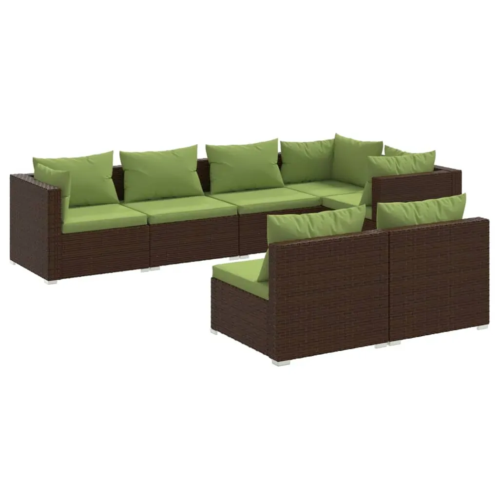 Garden Lounge Set with Cushions Brown Poly Rattan Price