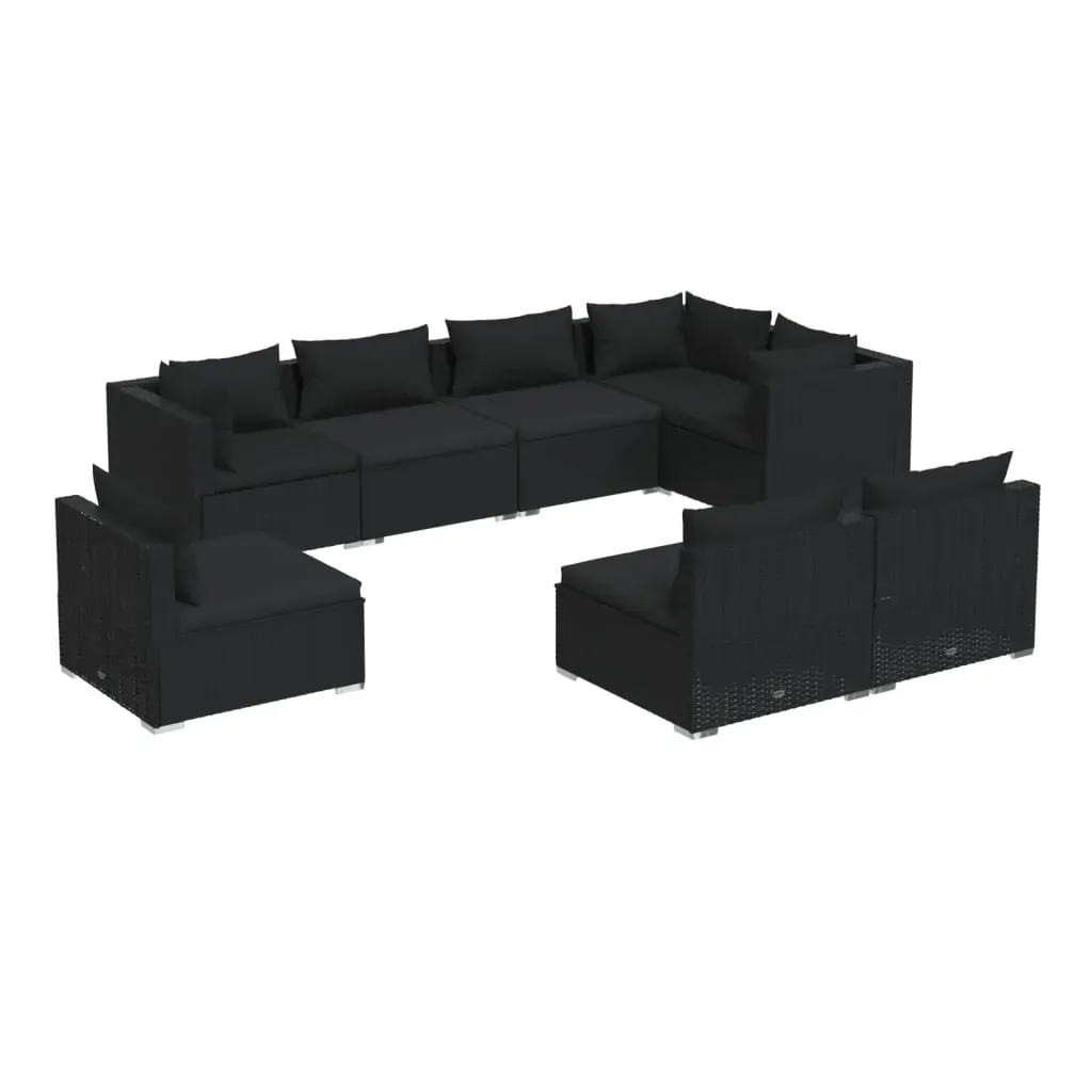 Garden Lounge Set with Cushions Poly Rattan Black Price