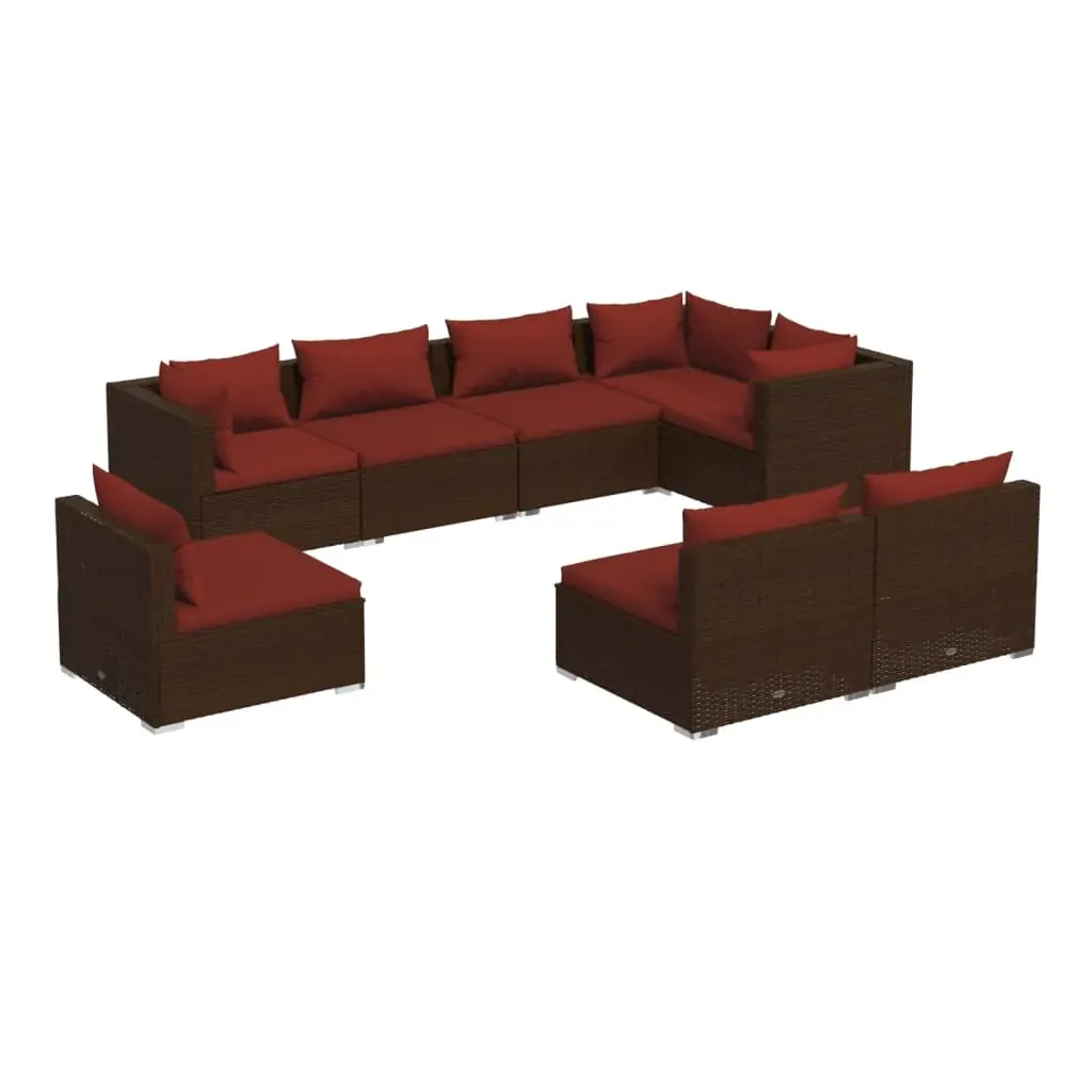 Garden Lounge Set with Cushions Poly Rattan Brown Price