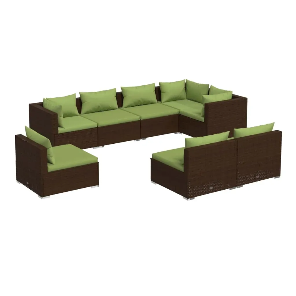 Garden Lounge Set with Cushions Poly Rattan Brown Price