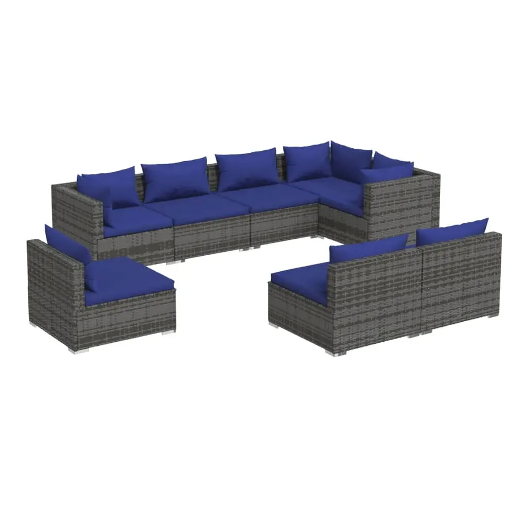 Garden Lounge Set with Cushions Poly Rattan Grey Price