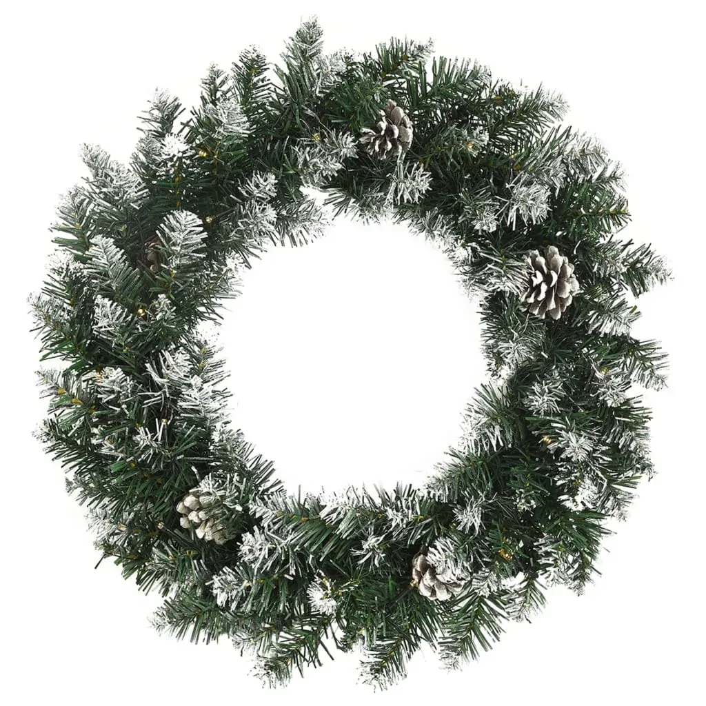 Christmas Wreath with LED Lights Green PVC Price