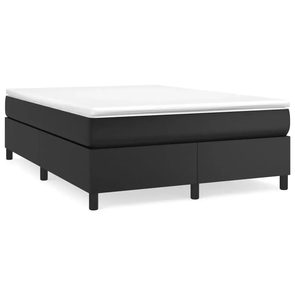 Box Spring Bed with Mattress Black Faux Leather Price