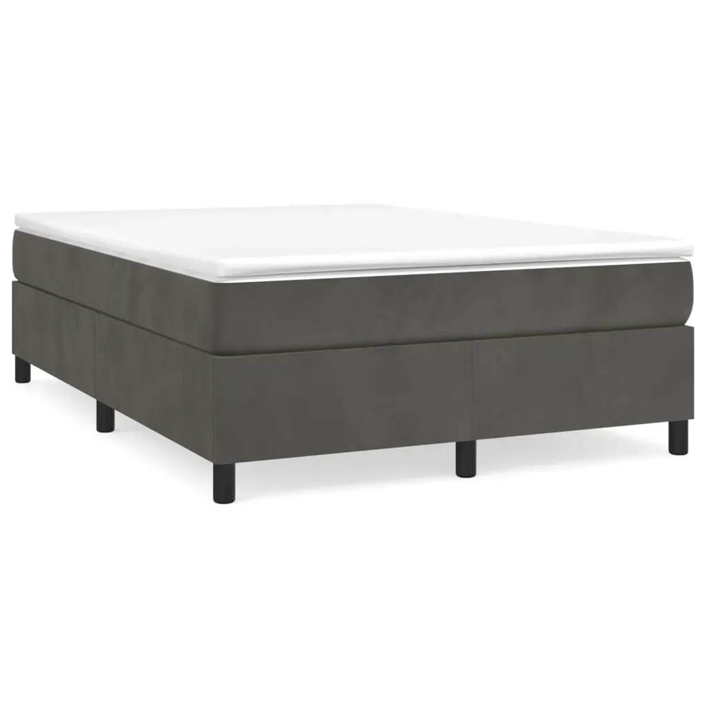 Box Spring Bed with Mattress Dark Grey Velvet Price