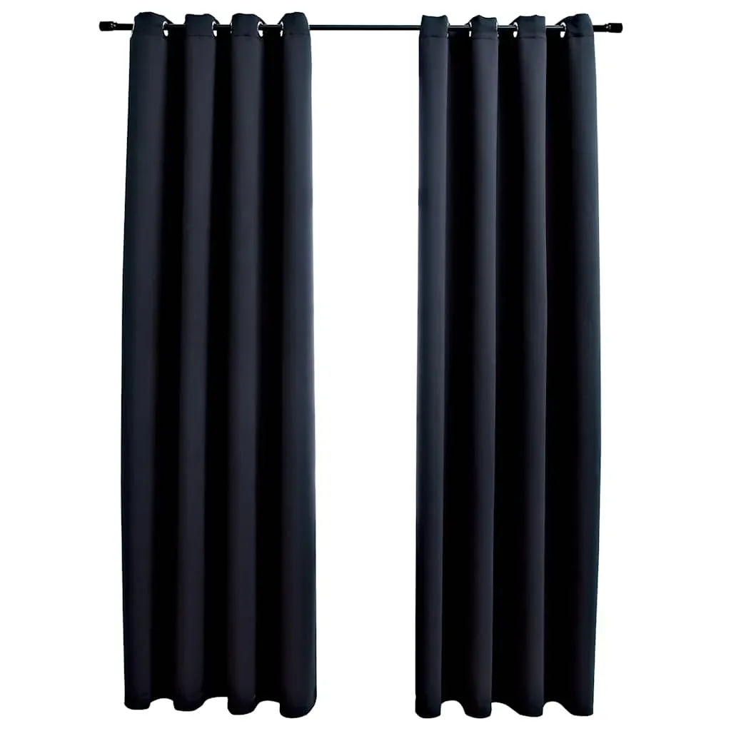 Blackout Curtains with Metal Rings 2 pcs 140x245 cm Price