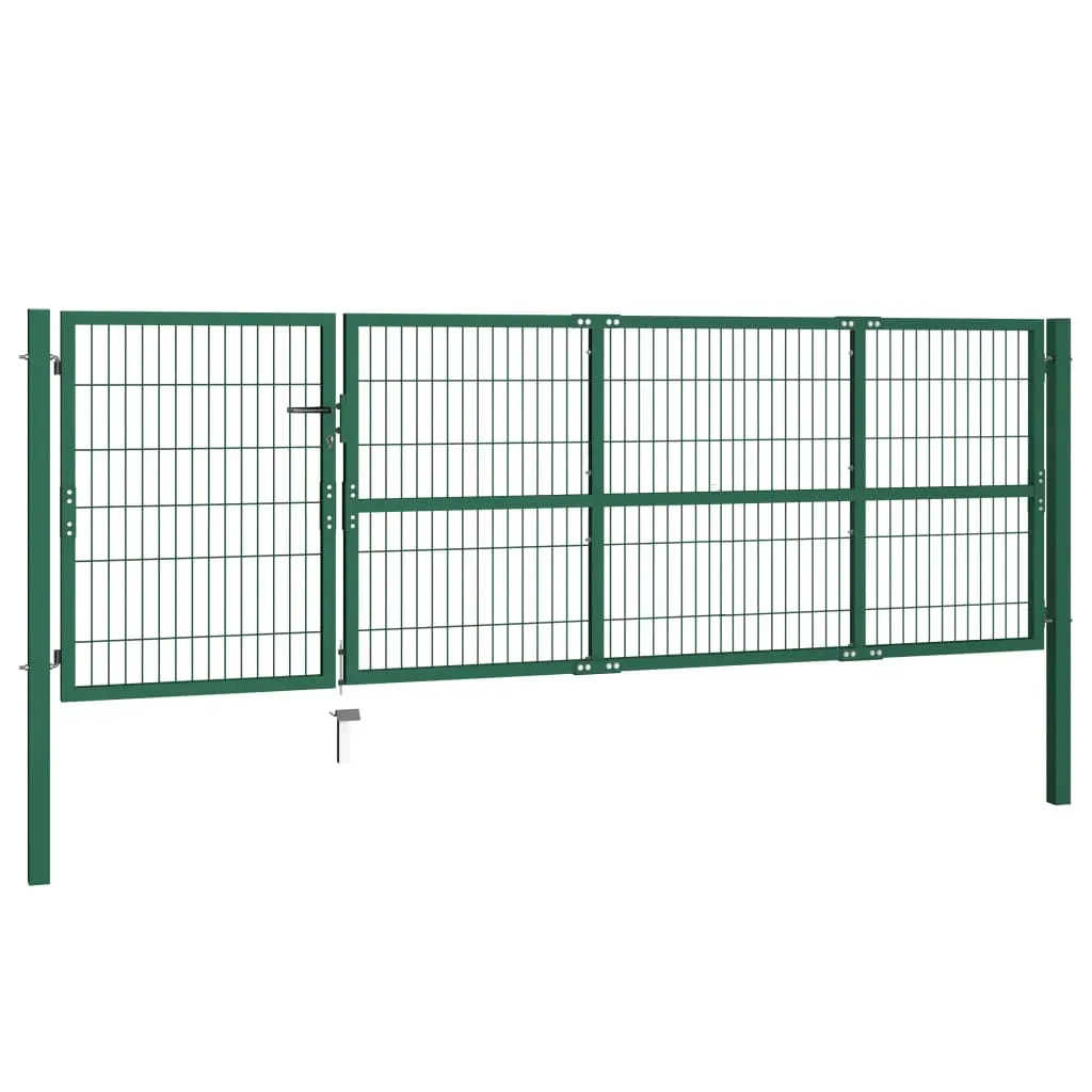 Garden Fence Gate with Posts Steel Green Price