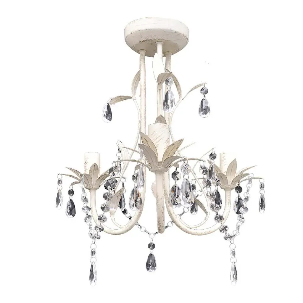 Crystal Pendant Ceiling Lamp Chandelier Elegant White Price