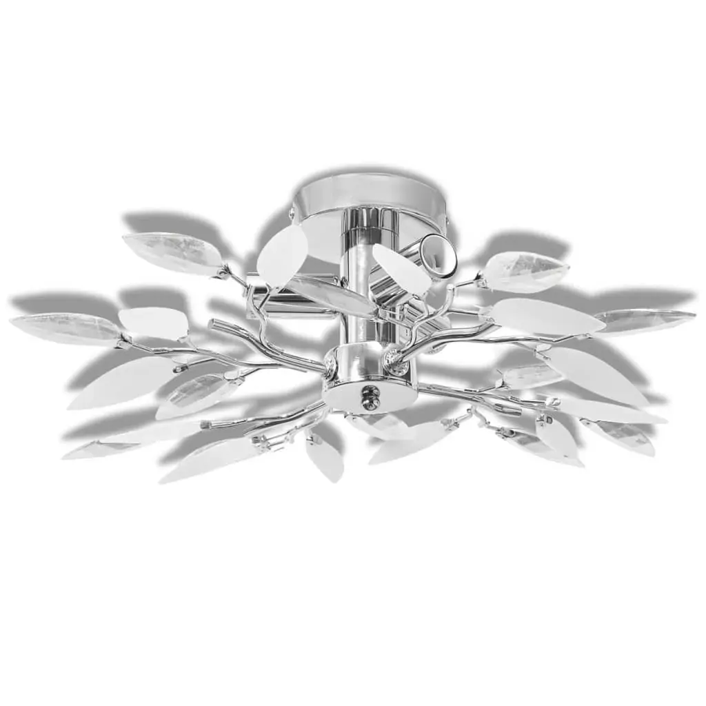 Ceiling Lamp Acrylic Crystal Leaf Arms 3 E14 Bulbs Price