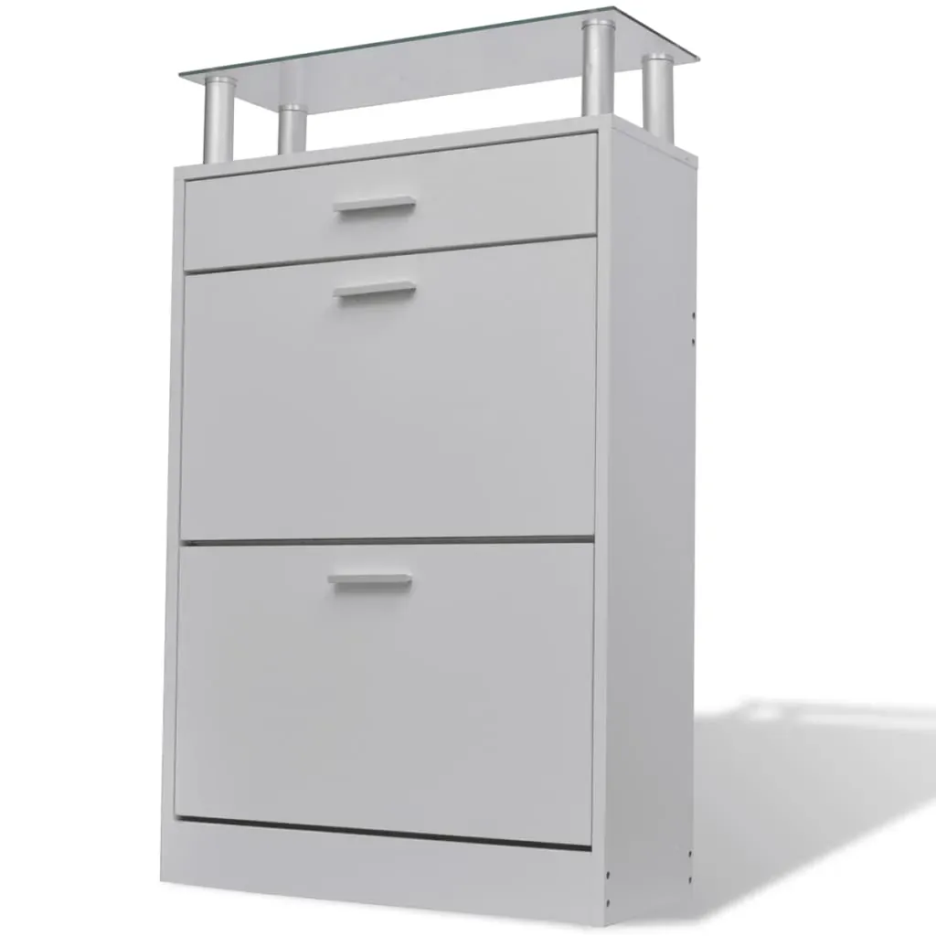 Shoe Cabinet with a Drawer and a Top Glass Shelf Wood Price