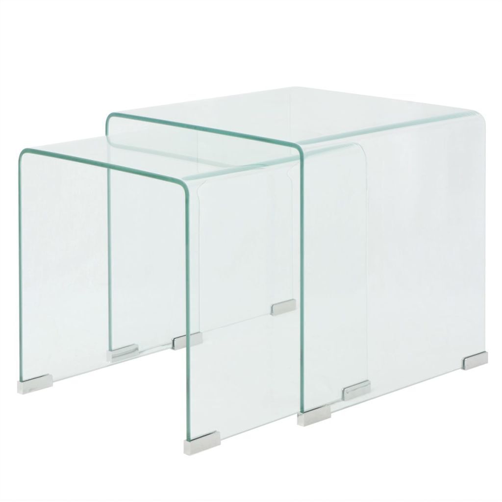 Three Piece Nesting Table Set Tempered Glass Clear Price