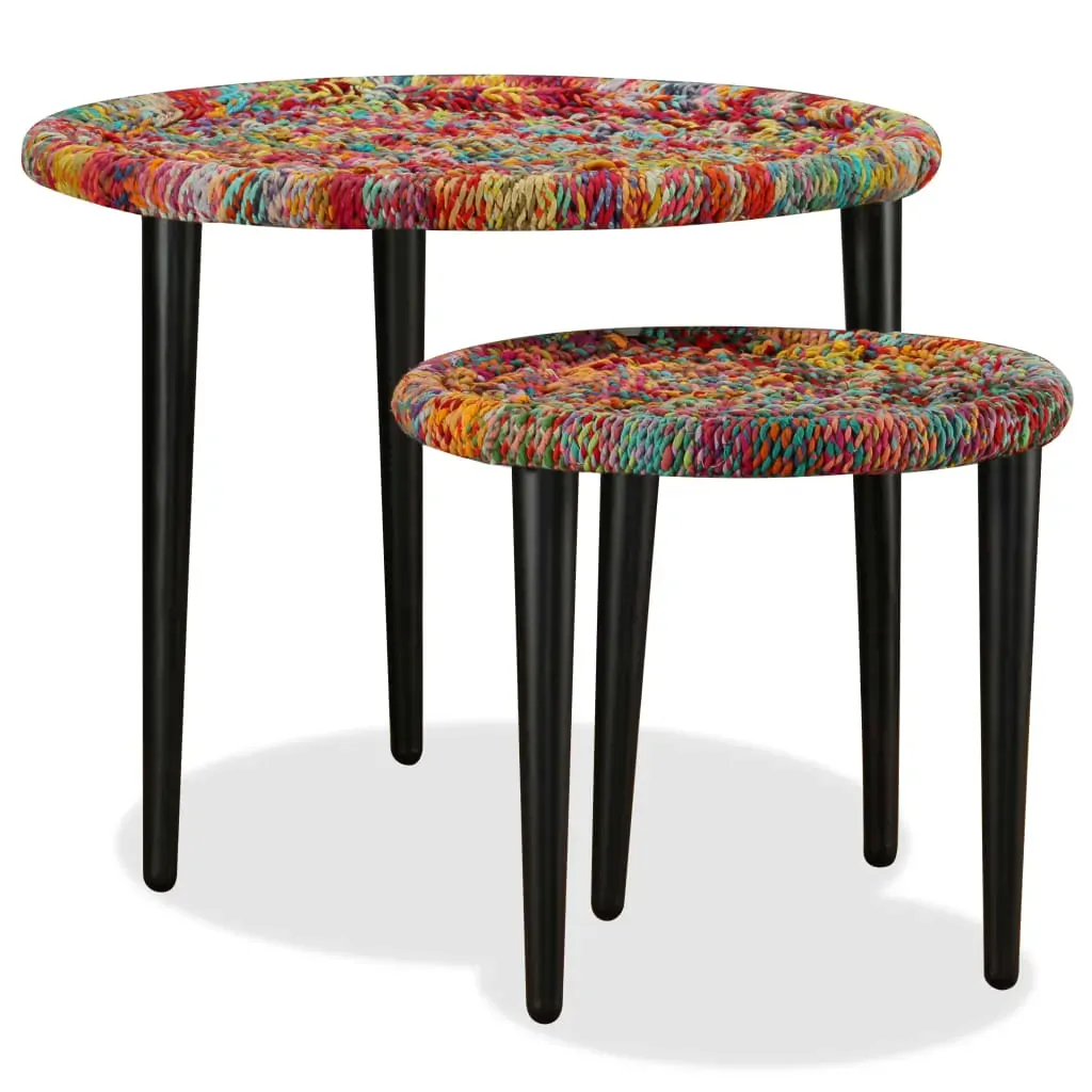 Coffee Table Set 2 Pieces Chindi Weave Details Price