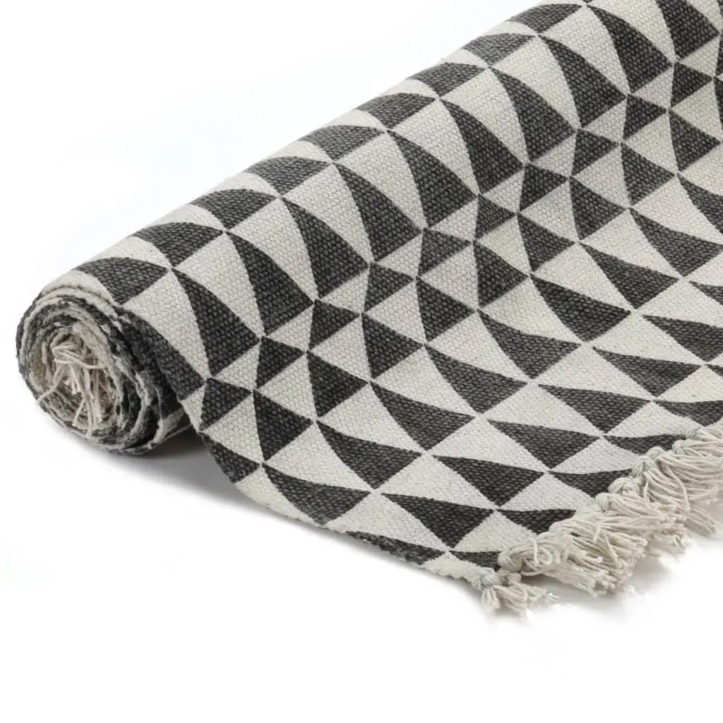 Kilim Rug Cotton with Pattern Black/White Price
