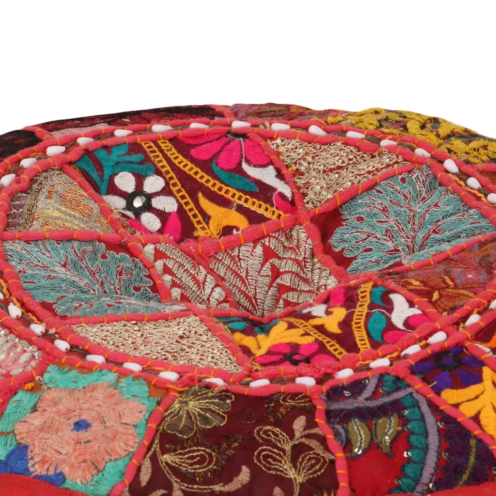 Patchwork Pouffe Round Cotton Handmade 40x20 cm Price