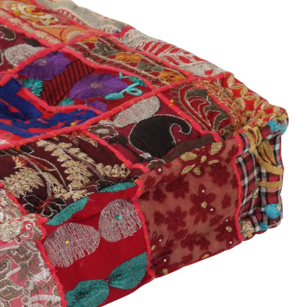 Patchwork Pouffe Square Cotton Handmade 50x50x12 cm Price