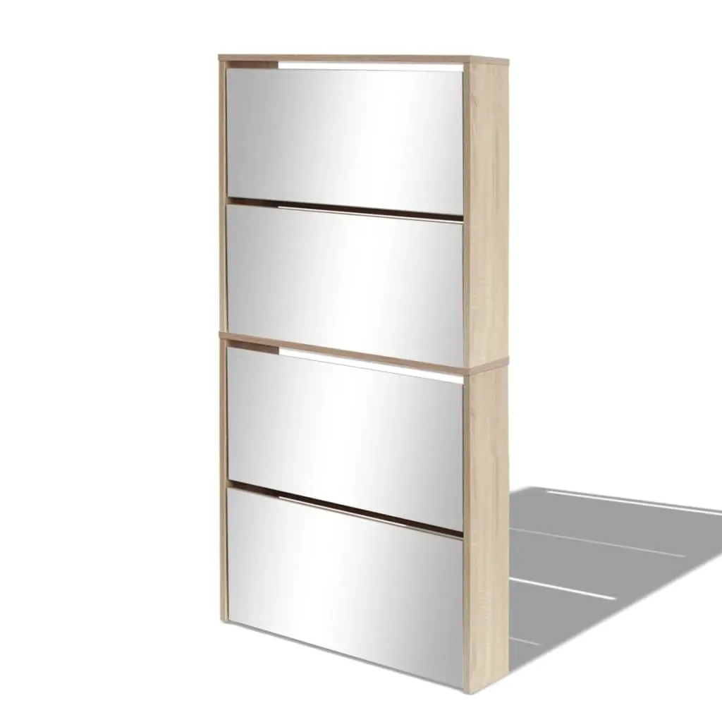 Shoe Cabinet 4-Layer Mirror 63x17x134 cm Price
