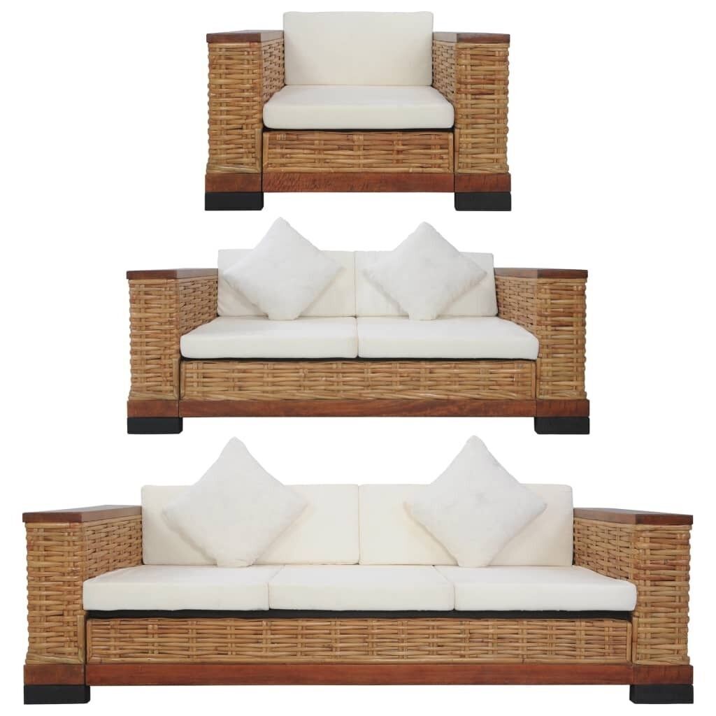 Sofa Set with Cushions Brown Natural Rattan Price
