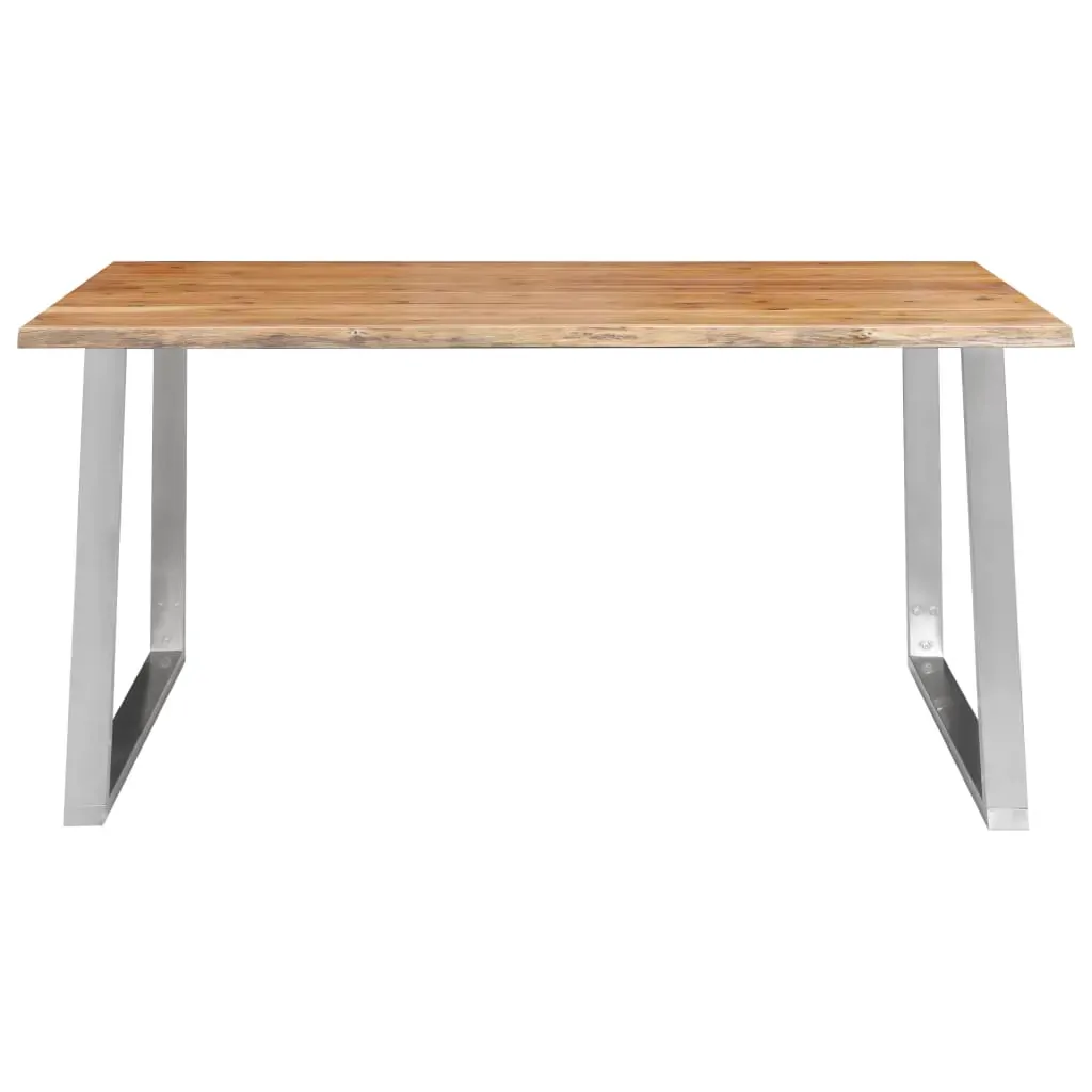 Dining Table Solid Acacia Wood and Stainless Steel Price