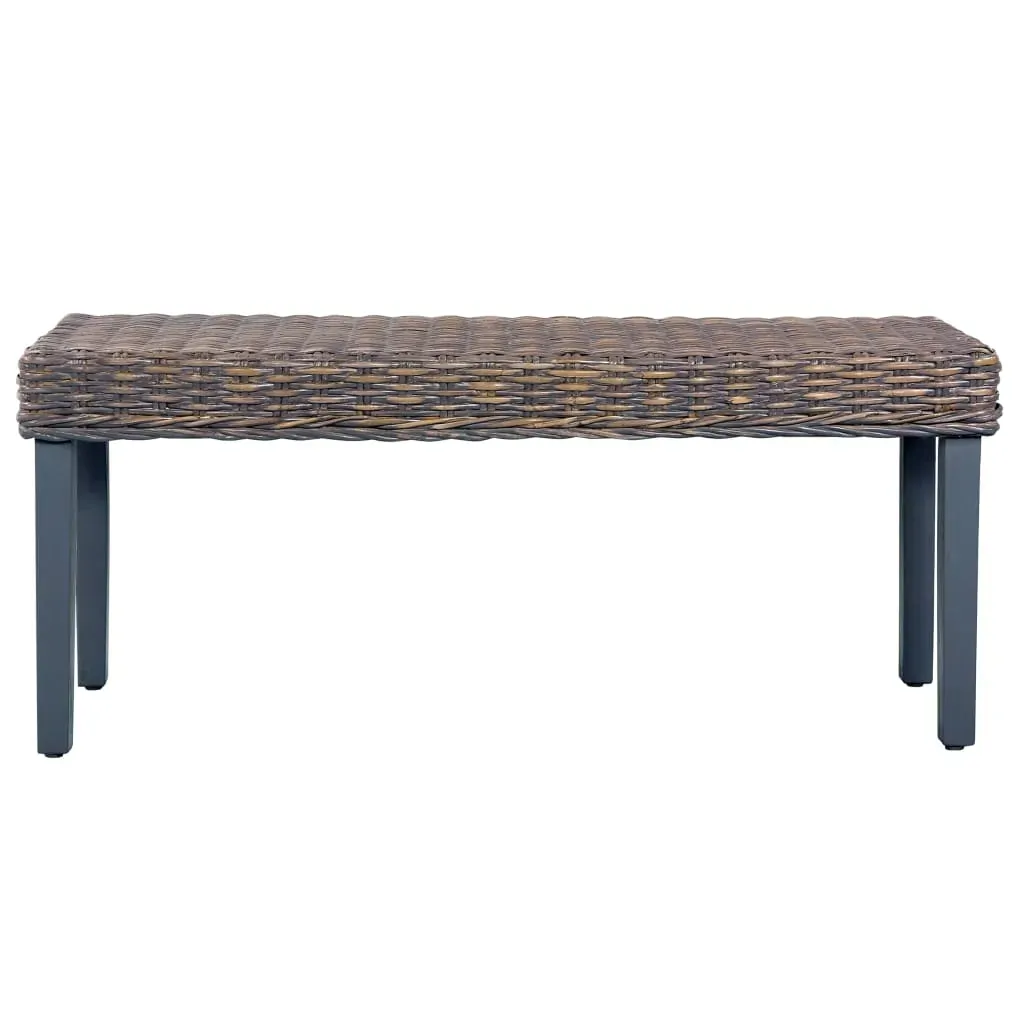 Bench 110 cm Natural Kubu Rattan and Solid Mango Wood Price