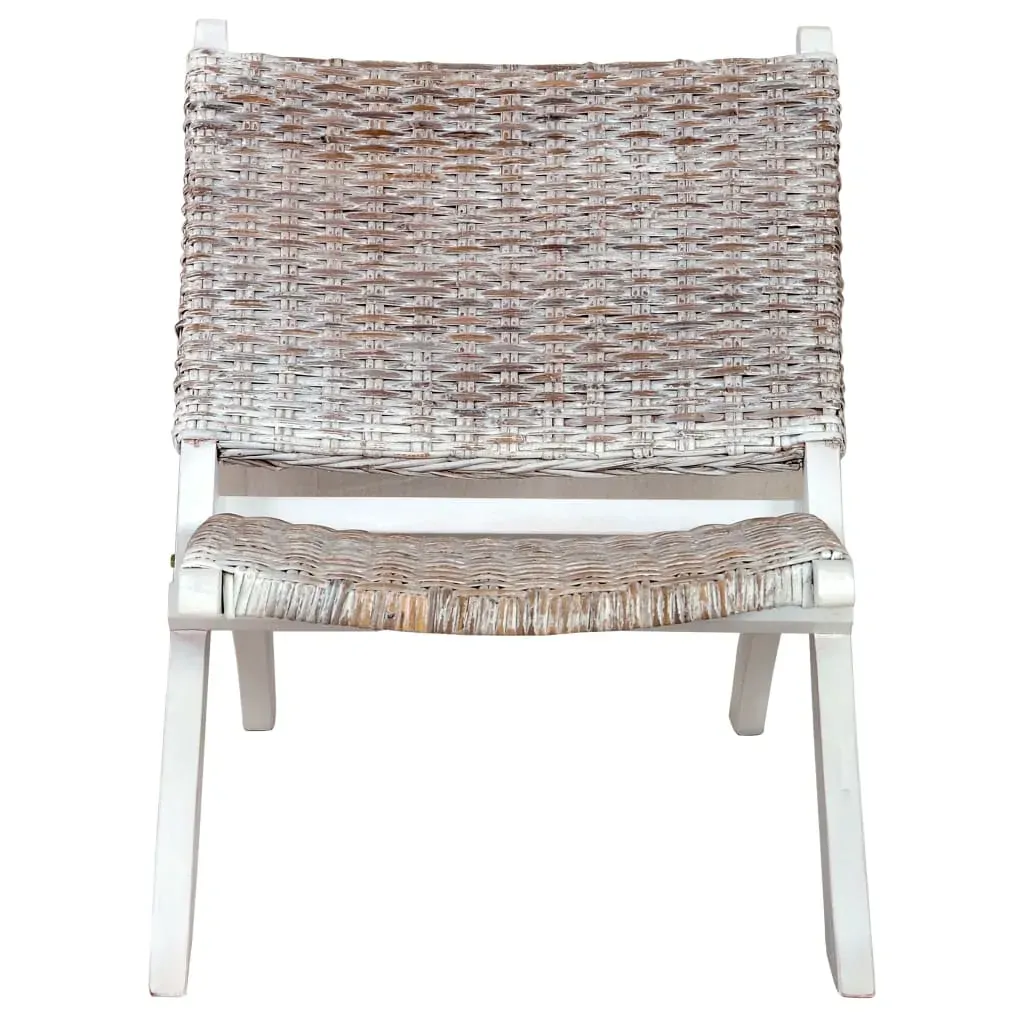 Relaxing Chair Natural Kubu Rattan and Solid Mahogany Wood Price