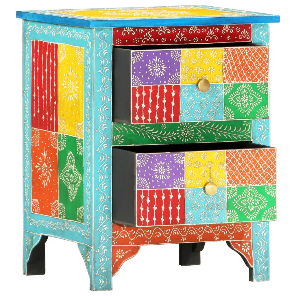 Stewart Hand Painted Bedside Cabinet 40x30x50 cm Solid Mango Wood Price