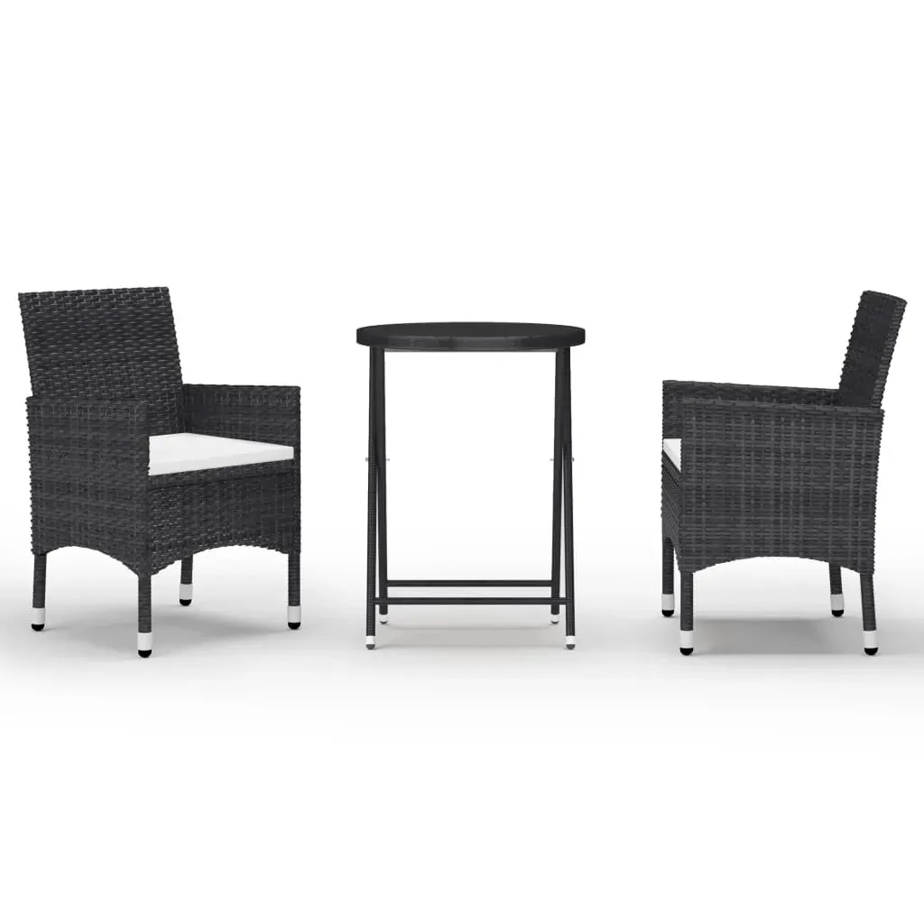 Garden Bistro Set Poly Rattan and Tempered Glass Price