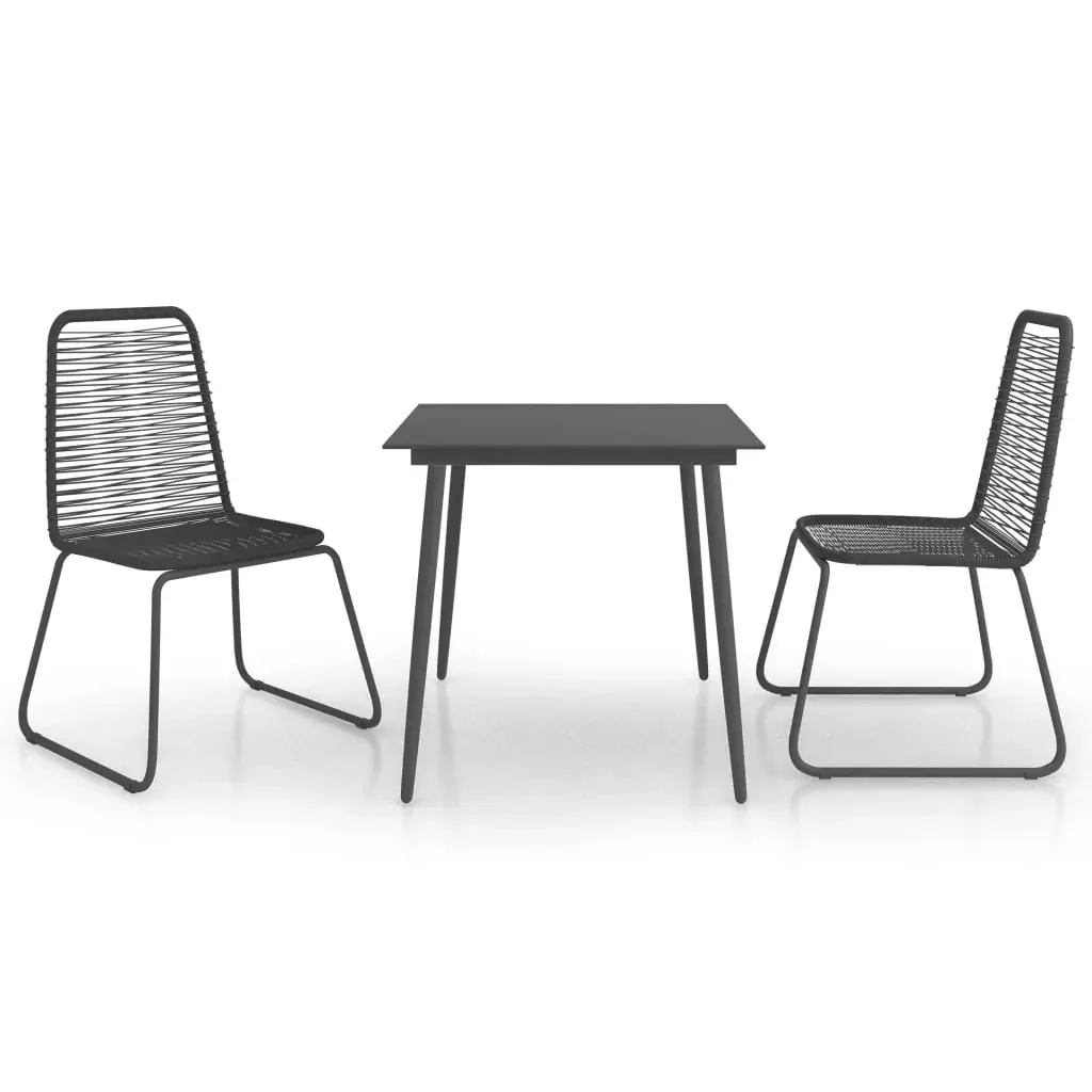 Garden Dining Set PVC Rattan Black Price