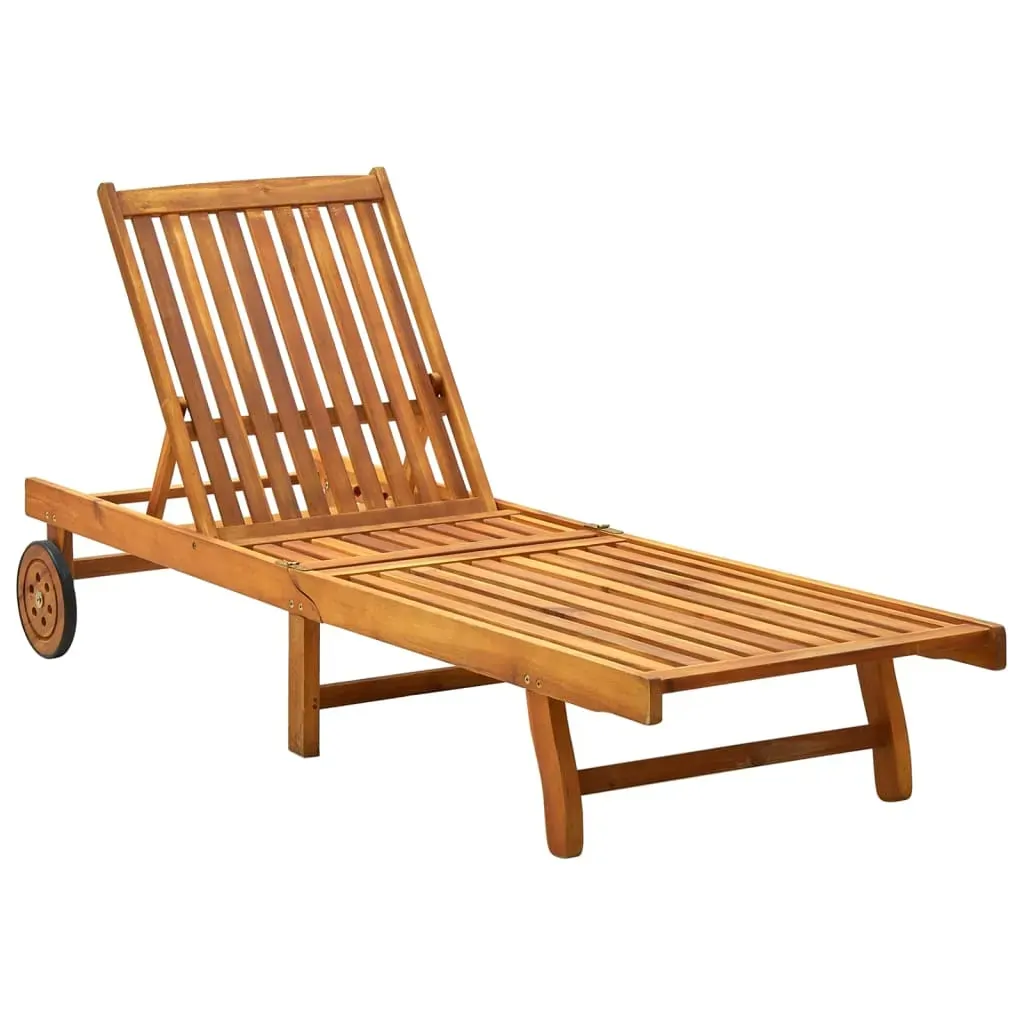 Garden Sun Lounger with Cushion Solid Acacia Wood Price