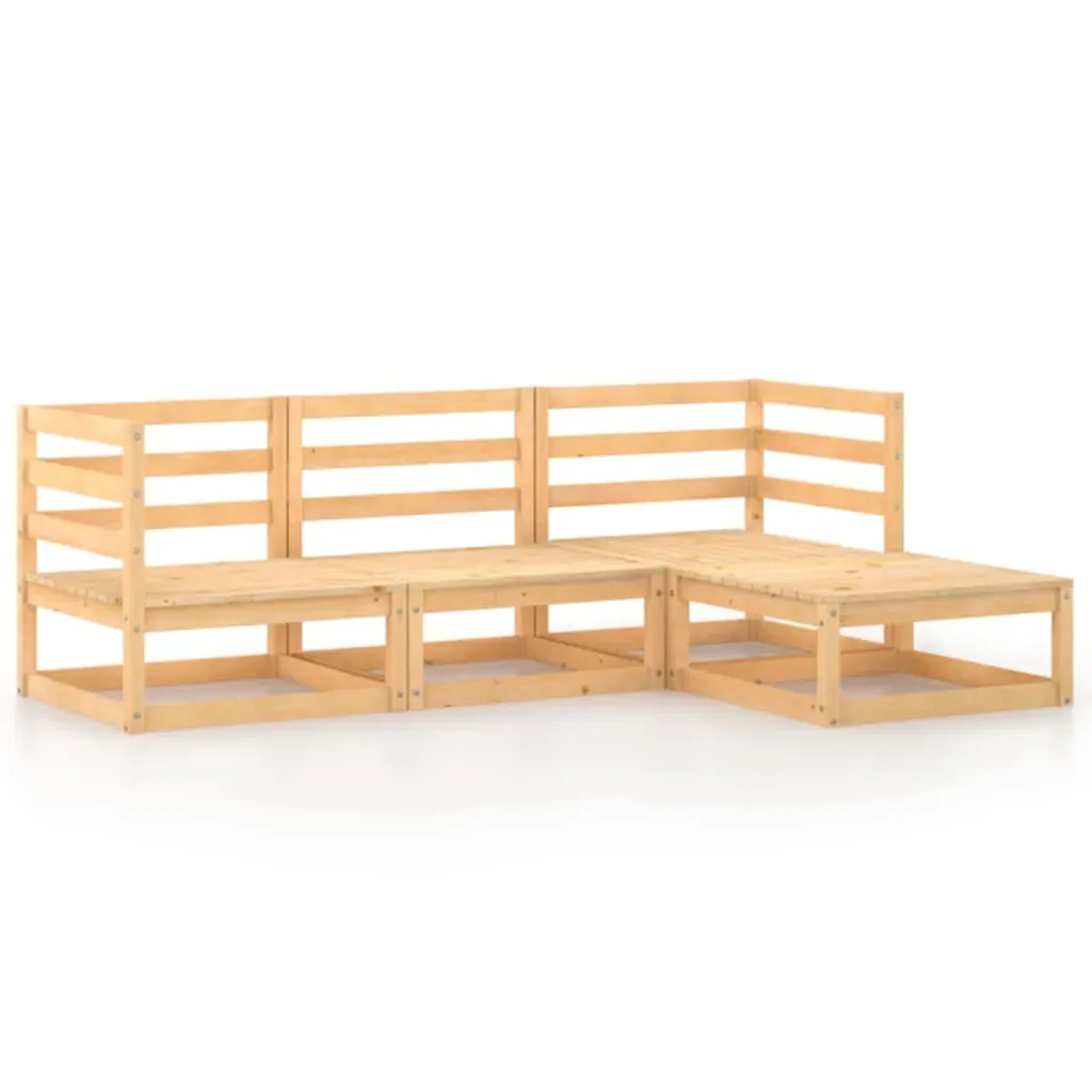 4 Piece Garden Lounge Set Solid Pinewood Price