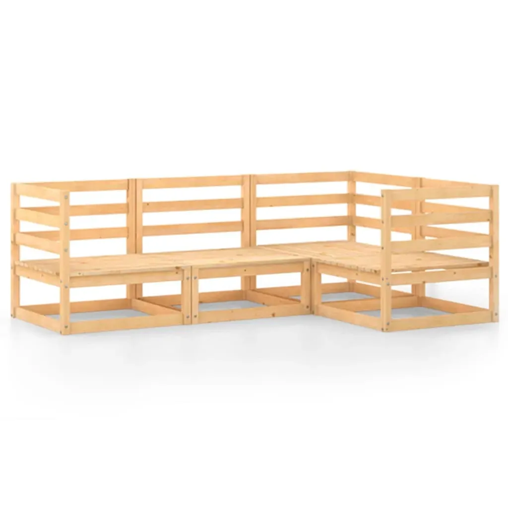 4 Piece Garden Lounge Set Solid Pinewood Price