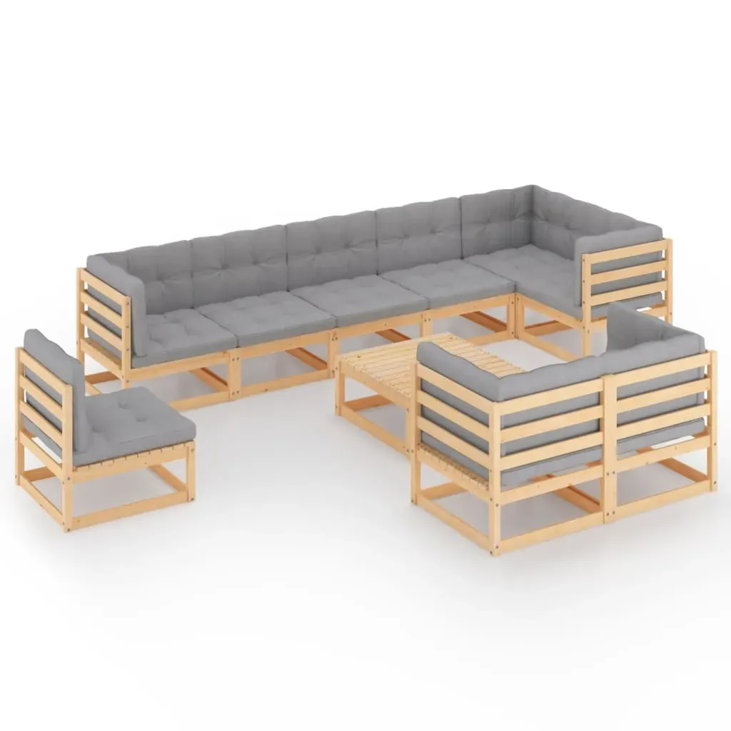 10 Piece Garden Lounge Set Solid Pinewood Price