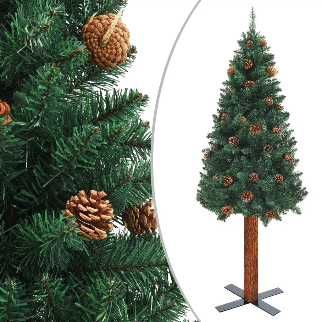 Slim Christmas Tree with LEDs&Real Wood&Cones Price