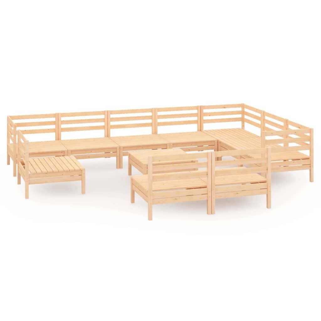11 Piece Garden Lounge Set Solid Pinewood Price
