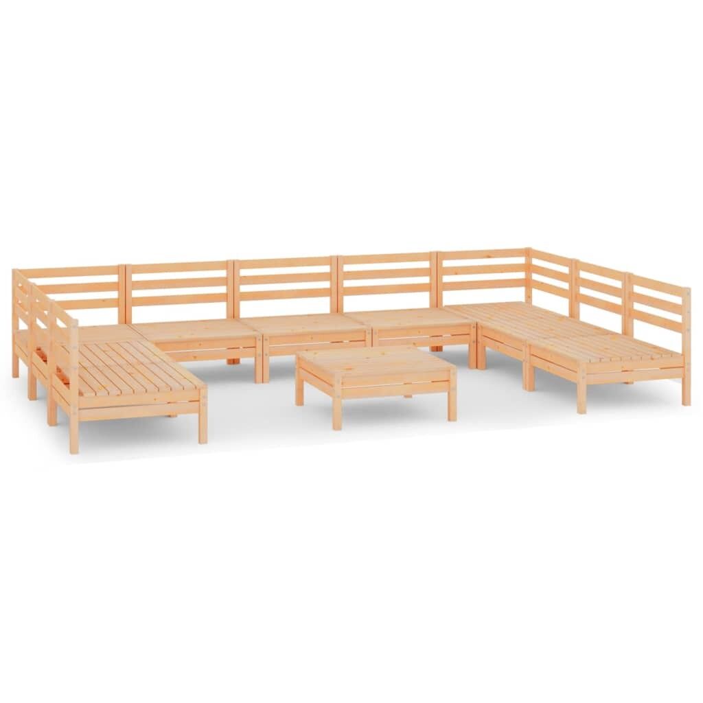 10 Piece Garden Lounge Set Solid Pinewood Price