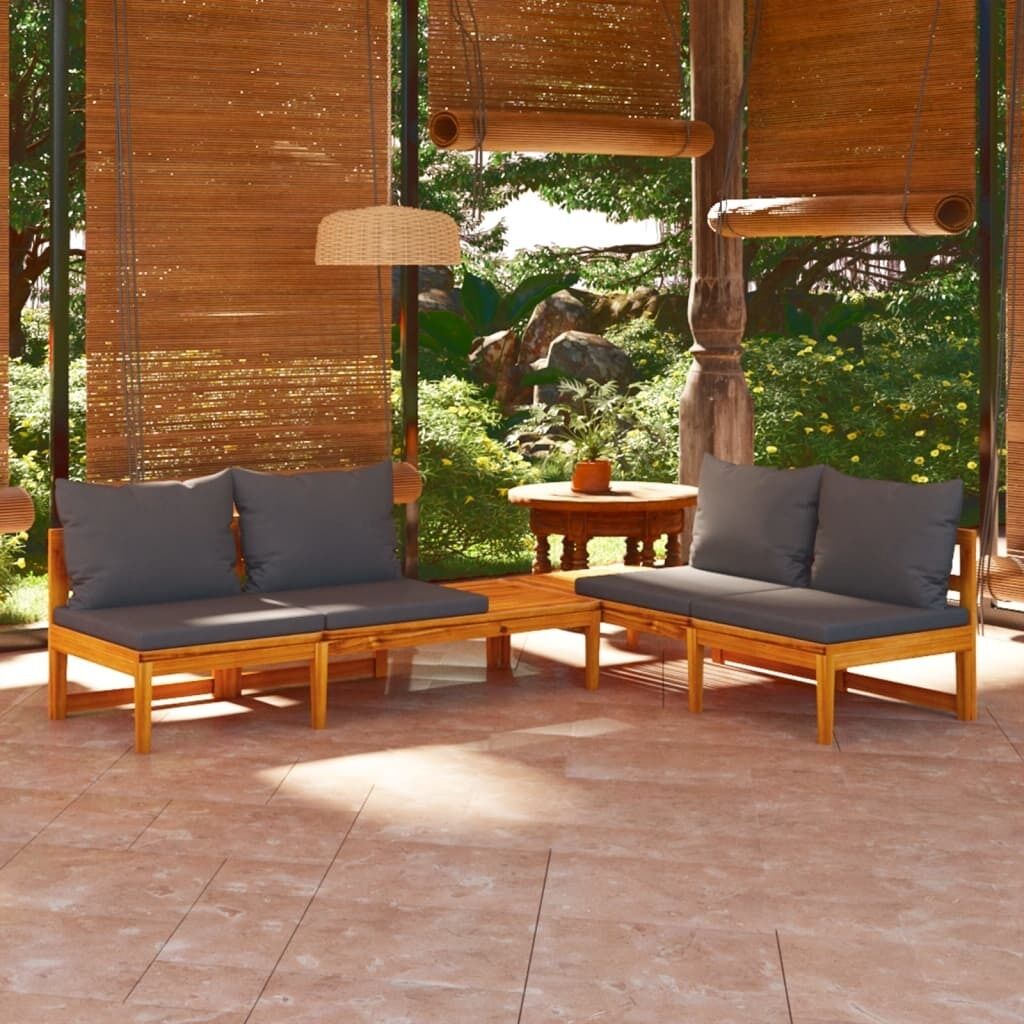 Garden Benches with Cushions 2 pcs Acacia Wood Price