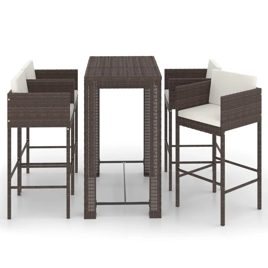 5 Piece Garden Bar Set with Cushions Poly Rattan Price
