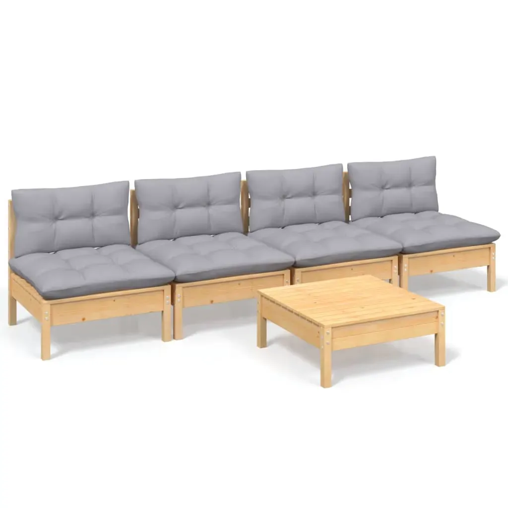5 Piece Garden Lounge Set with Cushions Pinewood Price
