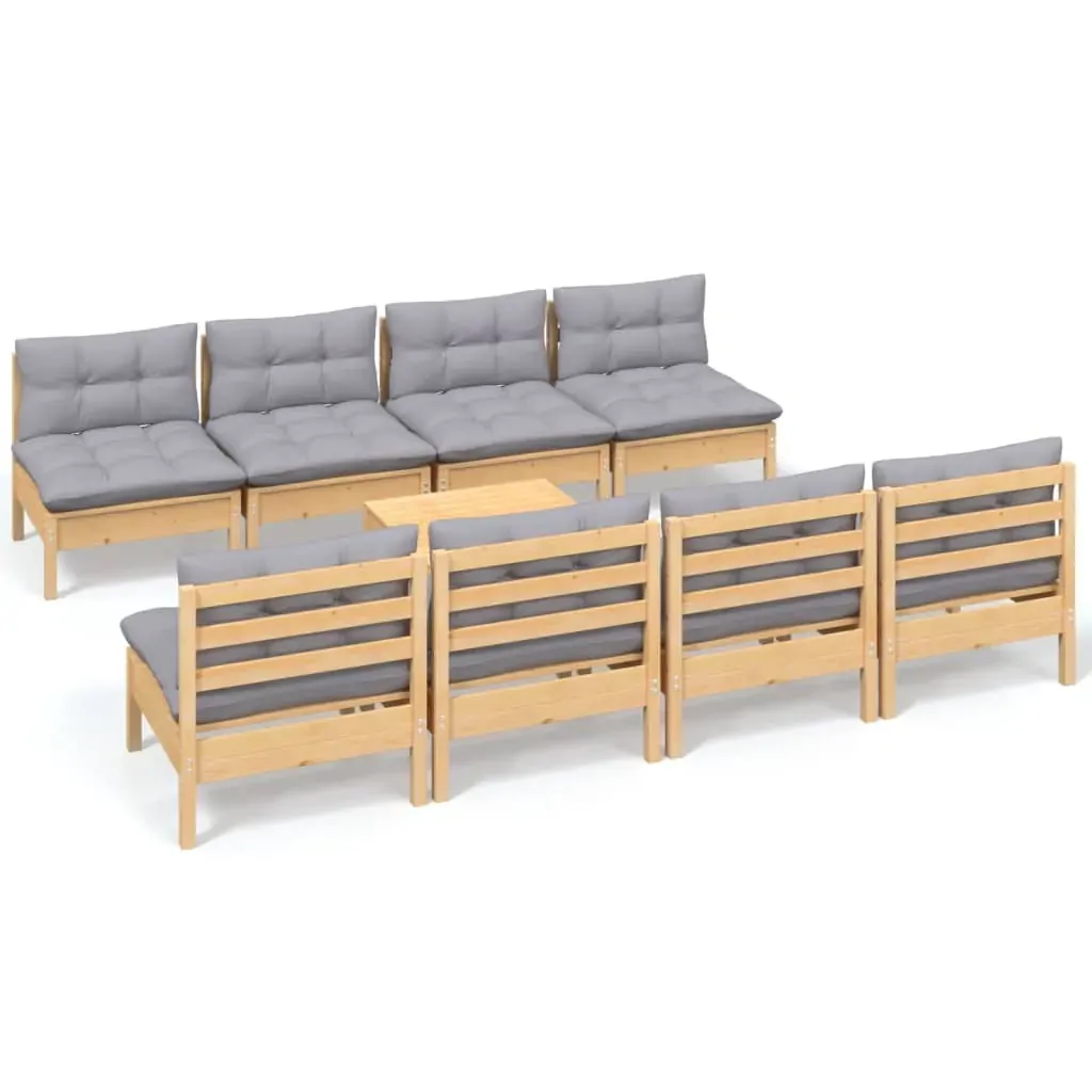 9 Piece Garden Lounge Set with Cushions Solid Pinewood Price