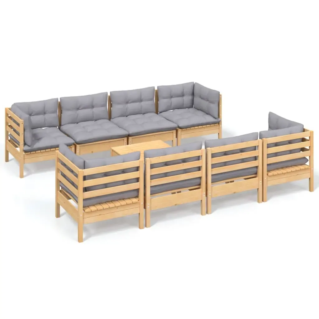 9 Piece Garden Lounge Set with Cushions Solid Pinewood Price