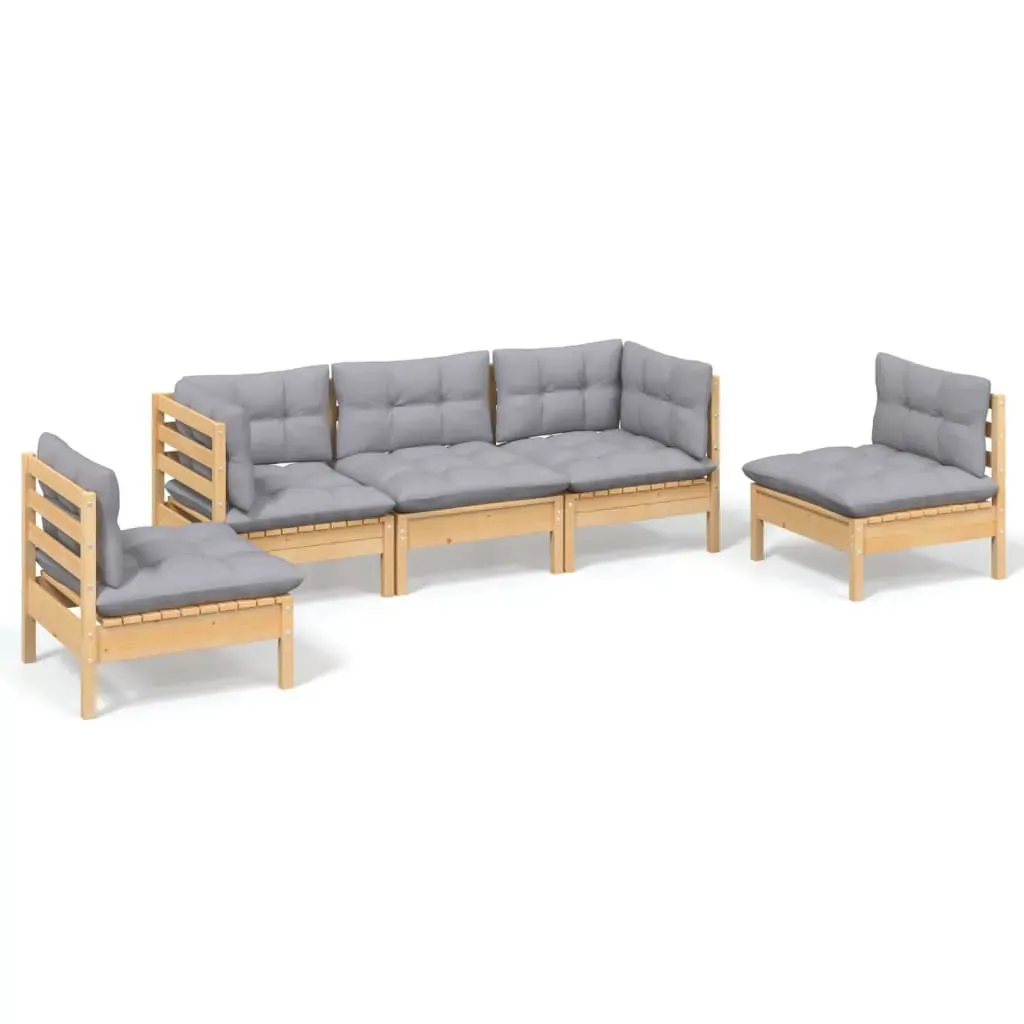 5 Piece Garden Lounge Set with Cushions Solid Pinewood Price