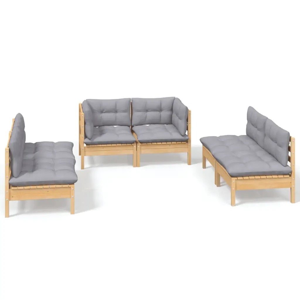 6 Piece Garden Lounge Set with Cushions Solid Pinewood Price