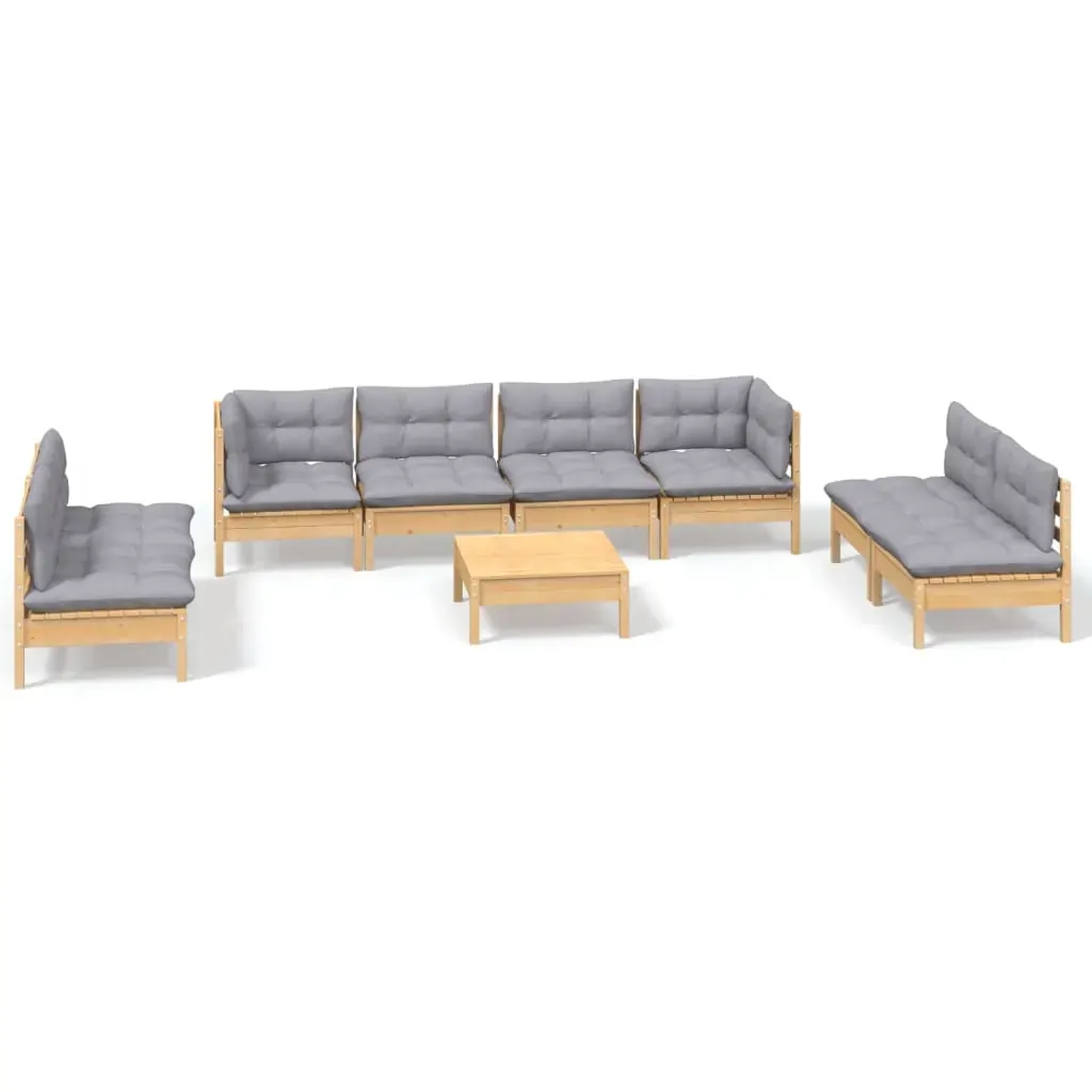 9 Piece Garden Lounge Set with Cushions Solid Pinewood Price