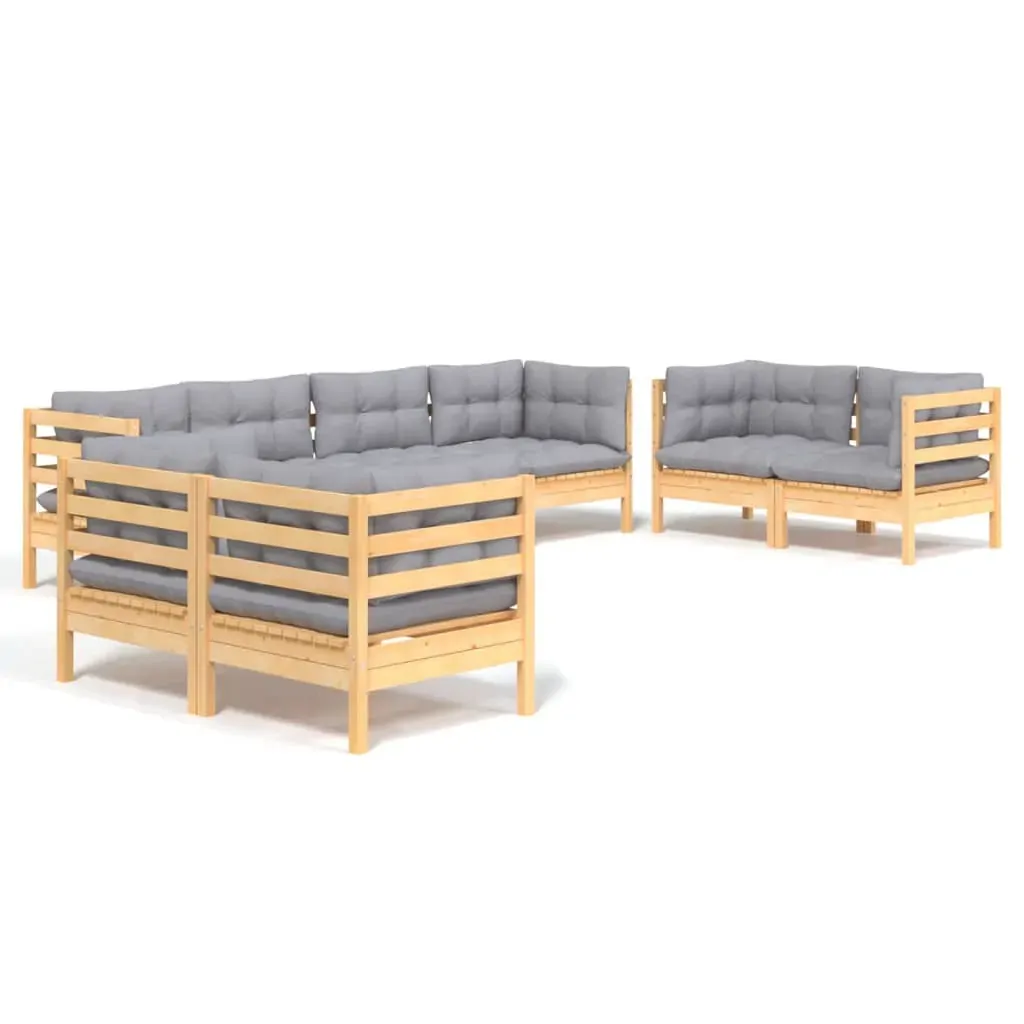 8 Piece Garden Lounge Set with Cushions Solid Pinewood Price