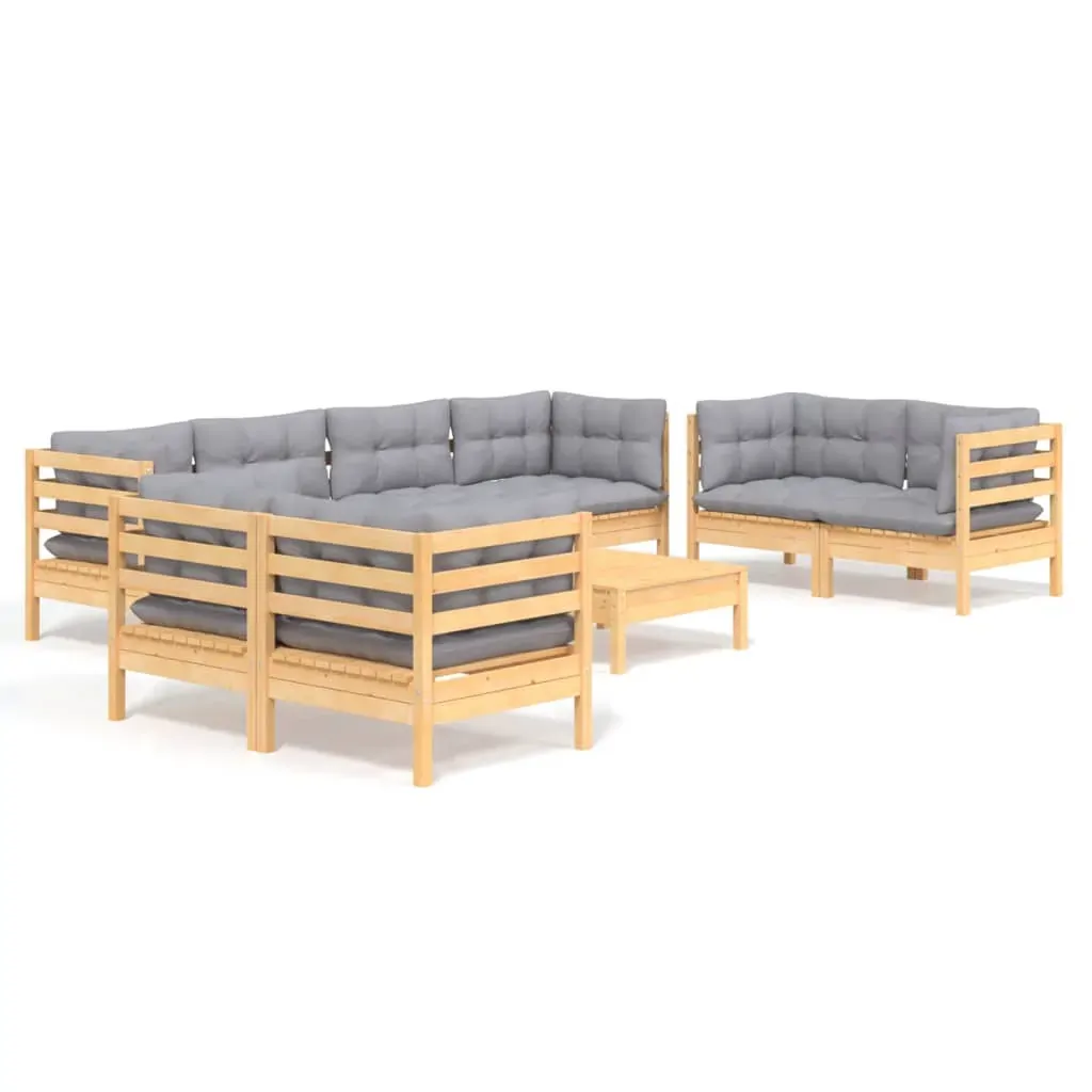 9 Piece Garden Lounge Set with Cushions Solid Pinewood Price