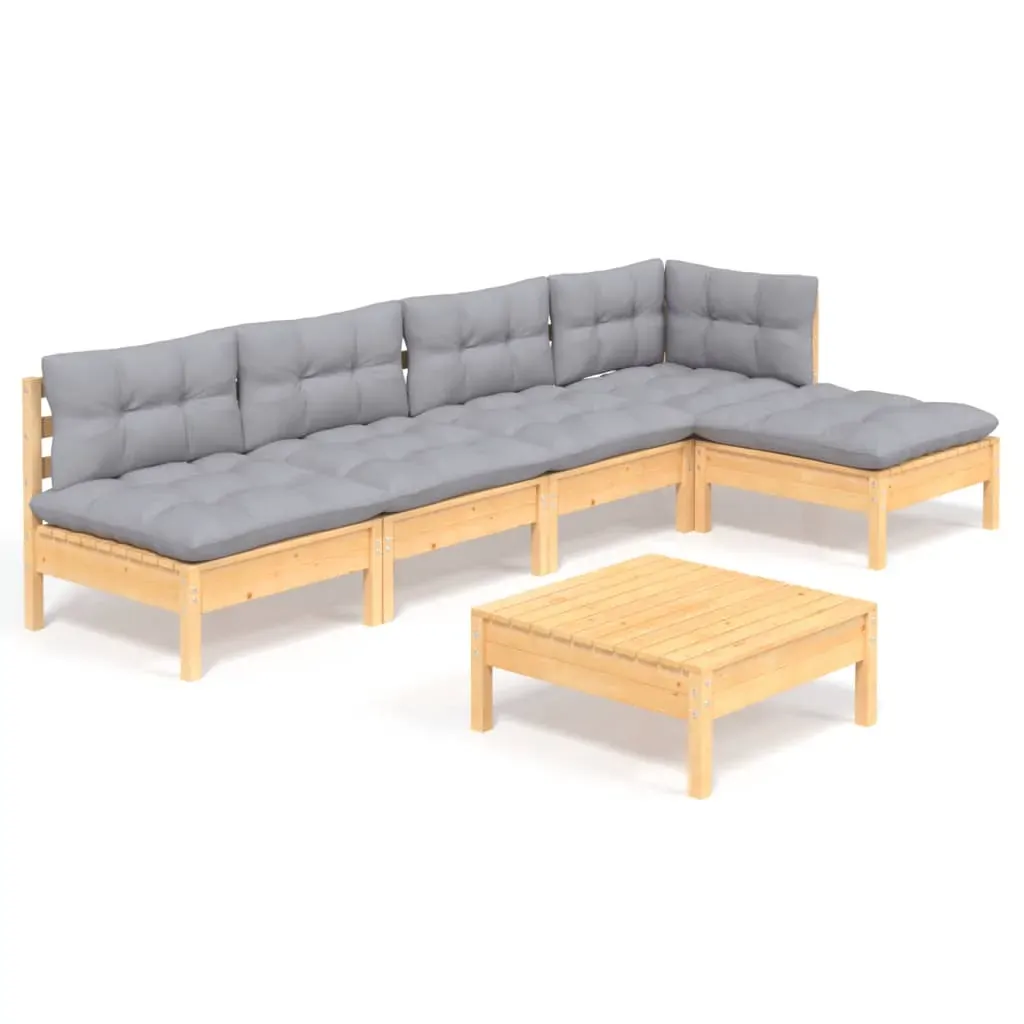 6 Piece Garden Lounge Set with Cushions Pinewood Price