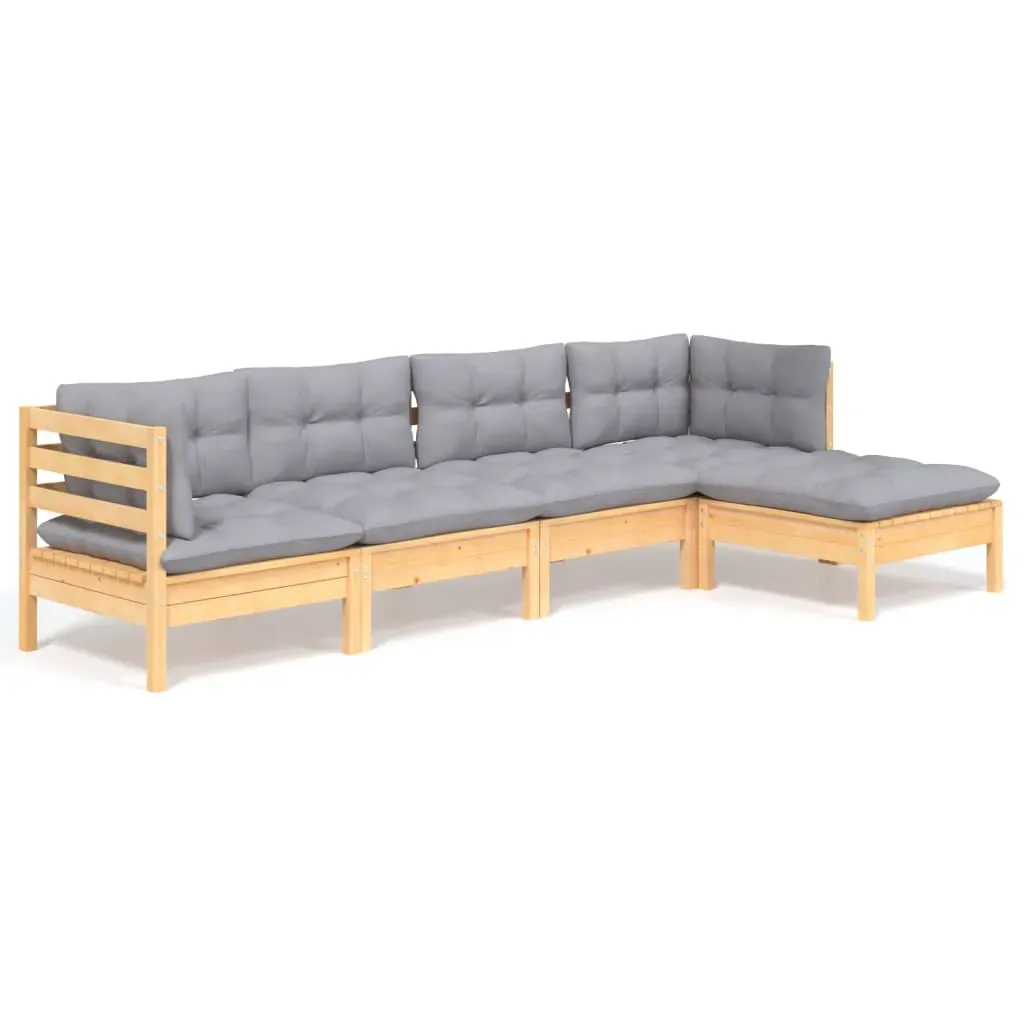 5 Piece Garden Lounge Set with Cushions Pinewood Price