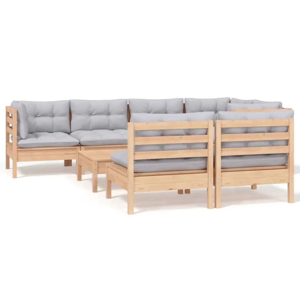 8 Piece Garden Lounge Set with Cushions Solid Pinewood Price