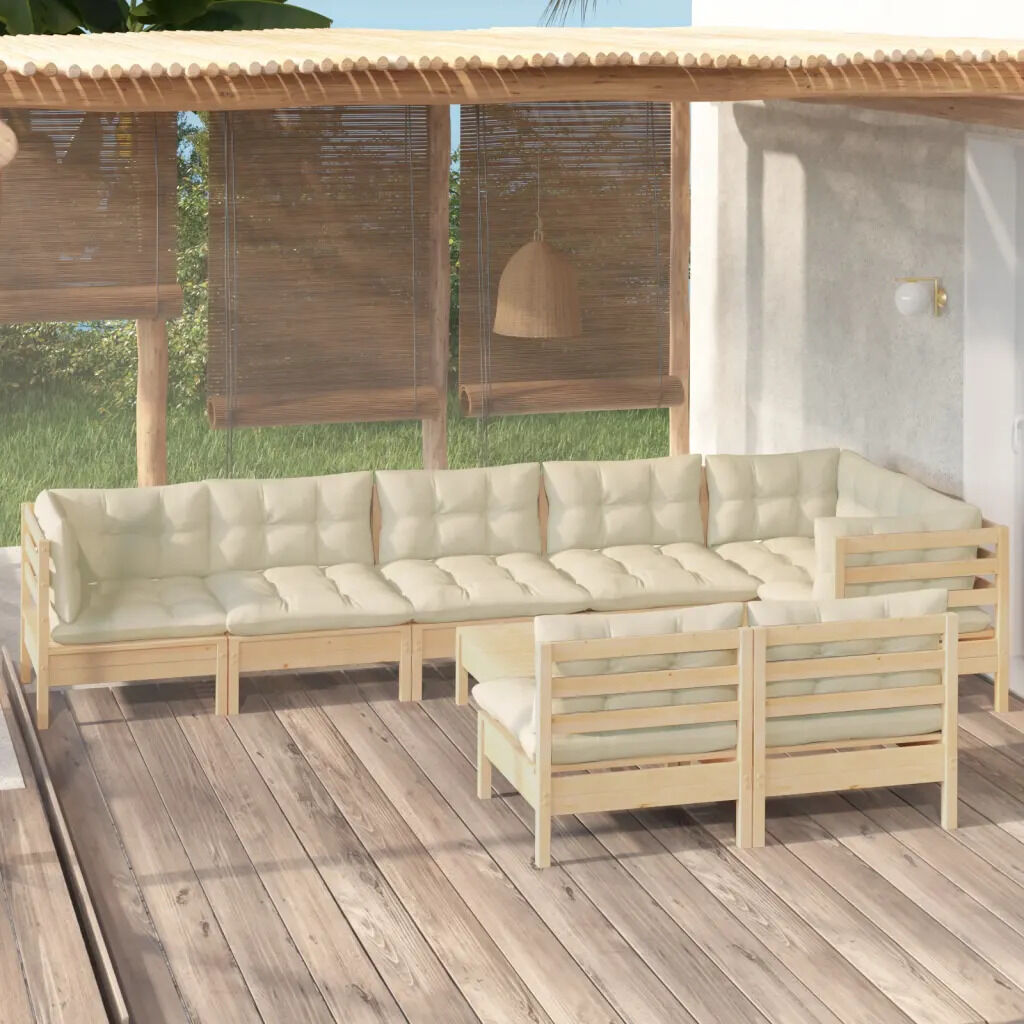 9 Piece Garden Lounge Set with Cushions Solid Pinewood Price